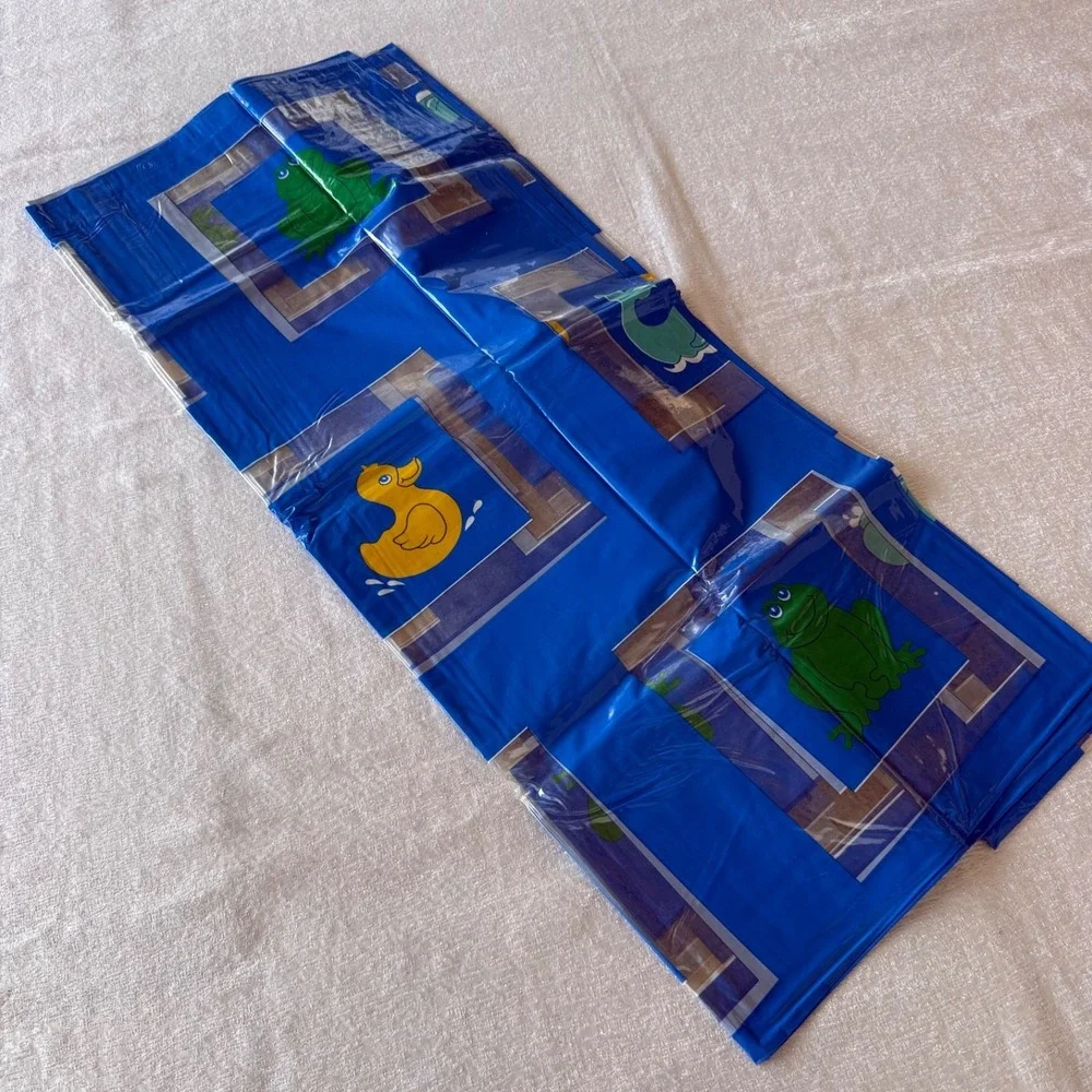 Vintage Kids‎ Plastic Shower Curtain Whale Duck Frog Blue Bathroom
